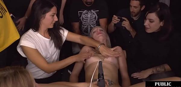 Public spanking of blonde euro babe in ropes getting fucked